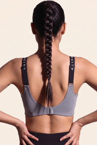 Zelocity Medium Impact Quick Dry Sports Bra - Steel Grey — thumbnail 4